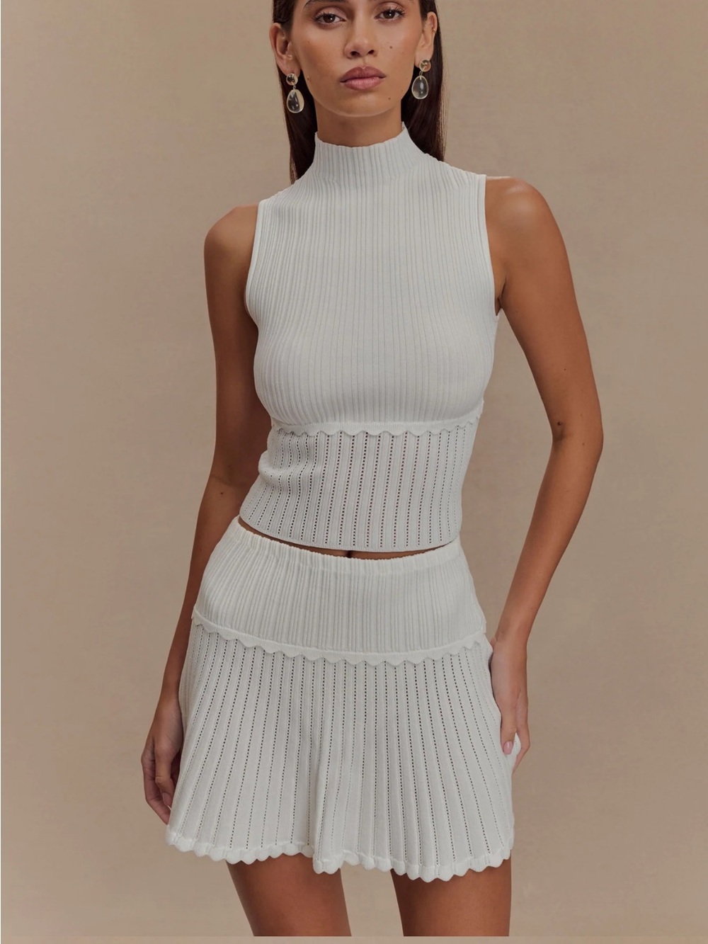 Meshki Indy Pointelle Knit Top & Skirt Set